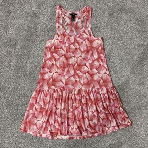 H&M Dress Womens XS Abstract Print Sheer Ruffle Hem Summer Casual Flowy Tank